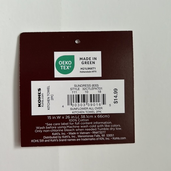 HAND CRAFTED Crocheted Top Sunflowers Hanging Kitchen or Bathroom Hand Towels - Picture 10 of 10